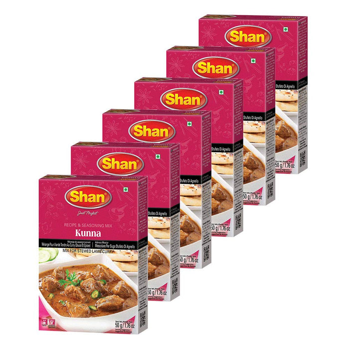 Shan Kunna Recipe and Seasoning Mix 1.76 oz (50g) - Spice Powder for Traditional Velvety Stewed Curry - Suitable for Vegetarians - Airtight Bag in a Box (Pack of 6)