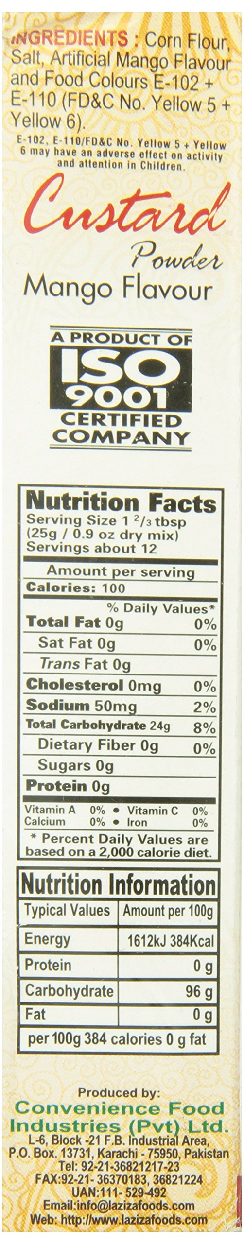 Laziza Mango Custard Powder, 300-Gram Boxes (Pack of 6)