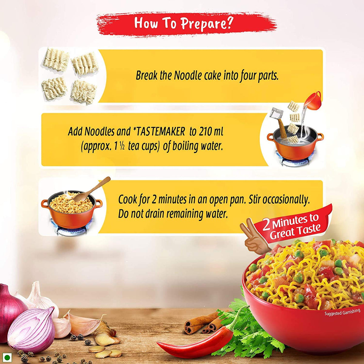 Maggi Masala 2-Minute Noodles India Snack - 24 Pack