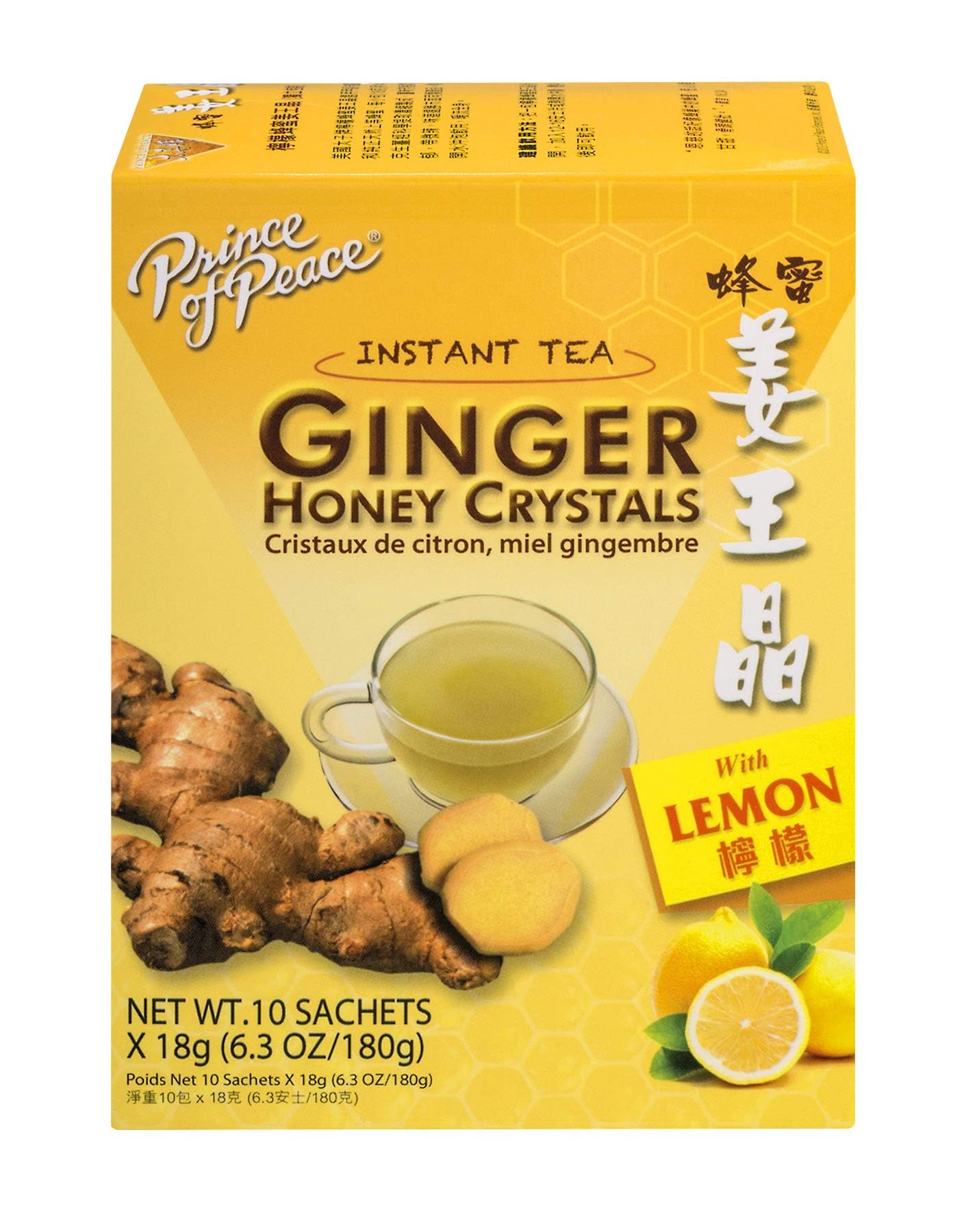 Prince of Peace Ginger & Lemon Honey Crystals (18g x 10) (Pack of 3)