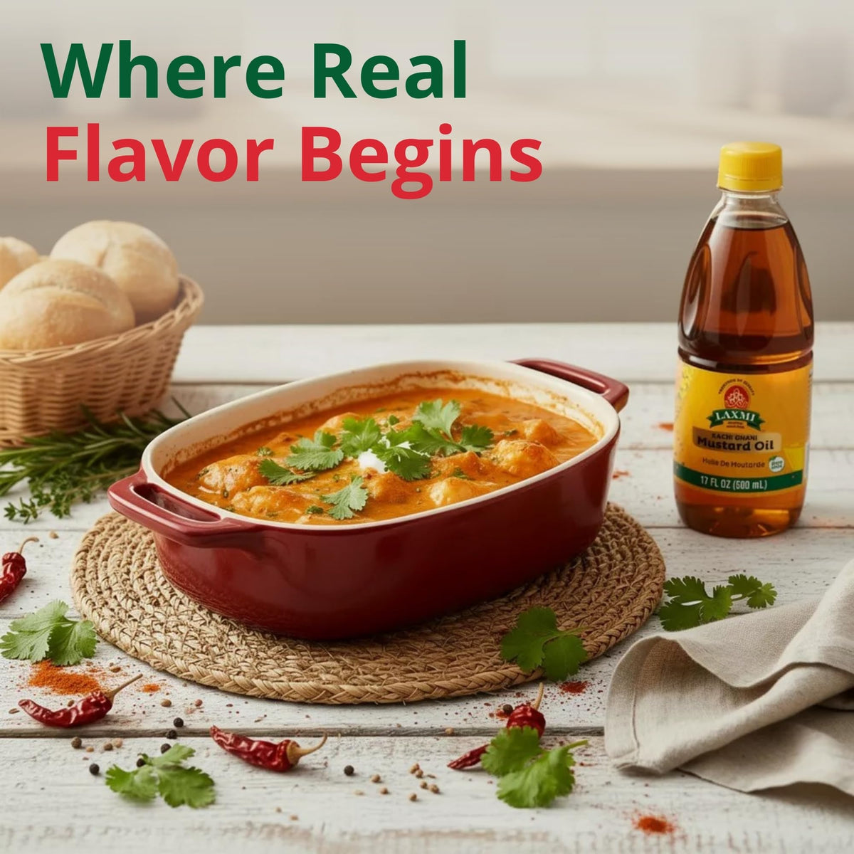 LAXMI Mustard Oil – 17 oz – Natural, Unrefined, Non-GMO, Cold Pressed - Made from Pure Mustard Seeds - Versatile for Cooking and Traditional Use