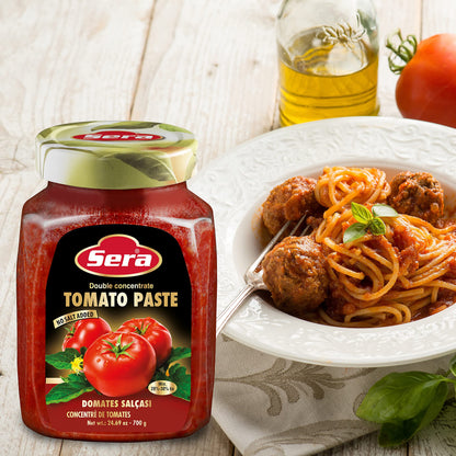 Sera Double Concentrate Tomato Paste 24.7 oz | 100% All Natural | No Additives | No Preservatives | Perfect For Pizza, Soup, Stews, Tikka Masala, Shakshouka! (1 PACK)