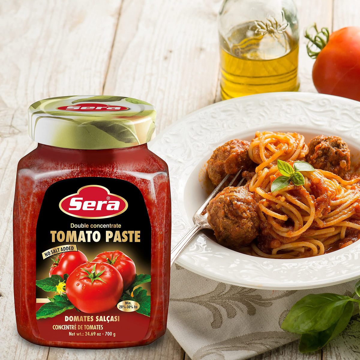 Sera Double Concentrate Tomato Paste 24.7 oz (6 PACK) | 100% All Natural | No Additives | No Preservatives | Perfect For Pizza, Soup, Stews, Tikka Masala, Shakshouka!