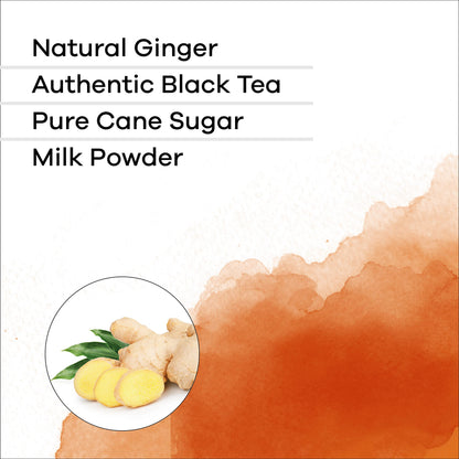 QuikTea Ginger Chai Tea Latte 10 Count, Bold Ginger Flavor, Naturally Caffeine-Light, no preservatives, No Sugar Added Just Add Hot Water