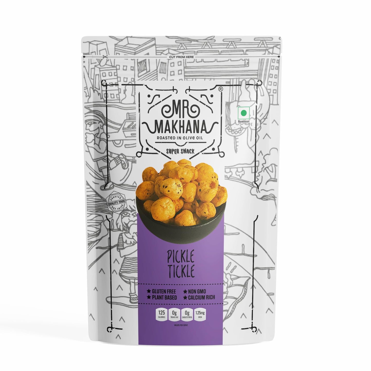 MR Makhana Flavored Makhana | Super Snack | Roasted | 2.65oz (75g) - Family Size (Pickle Tickle)
