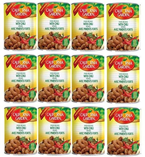 California Garden Premium Kosher Fava Beans with Chili 12 Cans 16oz/450g each