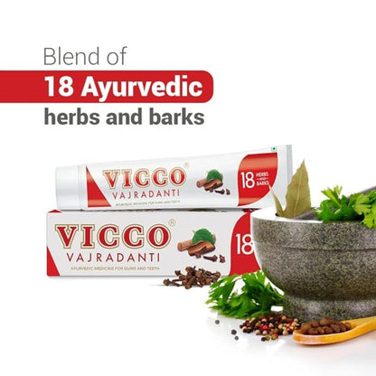 Vicco Vajradanti Ayurvedic Paste with 18 essential Herbs and Barks Regular Flavour 200 gm ( Pack of 2)