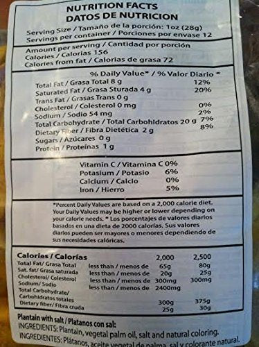 Mayte Plantain Chips Platanitos Real Plantain Strips Cooked In Palm Oil, Light Salted, 100% Natural 0g Trans Fat Big Bag of 12.35 oz