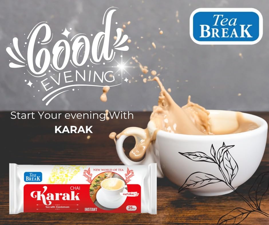 Tea Break Instant Tea with Milk & Cardamom Chai Karak - 25 gmX8 Sticks