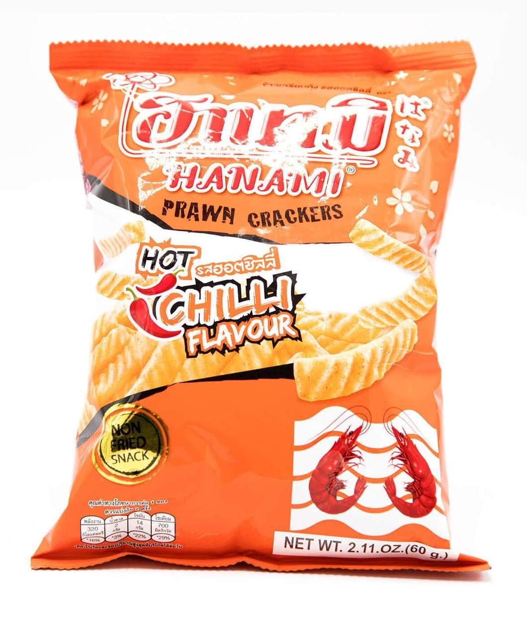 Shrimp Rice Prawn Cracker Hot Chilli Flavor 60g (2 Pack)