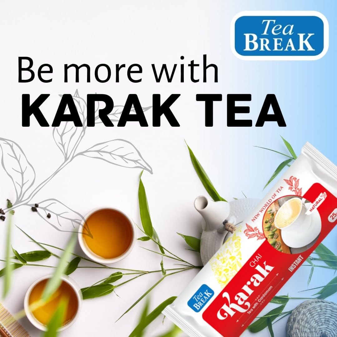 Tea Break Instant Tea with Milk & Cardamom Chai Karak - 25 gmX8 Sticks