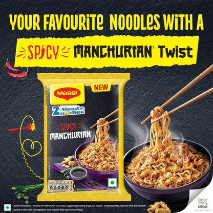 MAGGI 2-Minute Spicy Manchurian Noodles, Easy to Cook Instant Noodles, 244 grams
