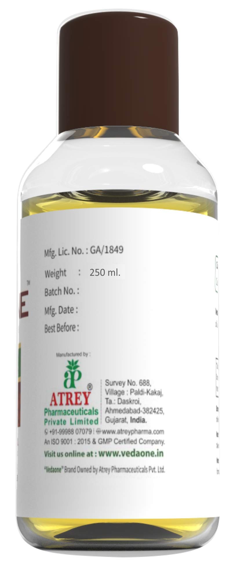 Vedaone 100% Pure Natural Organic Cold Pressed Castor Oil 250ml - For Hair Growth and Skin Care