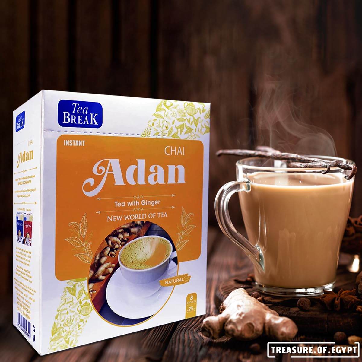 Tea Break Instant Tea with Milk & Ginger Chai Adan - 25 gm X8 Sticks