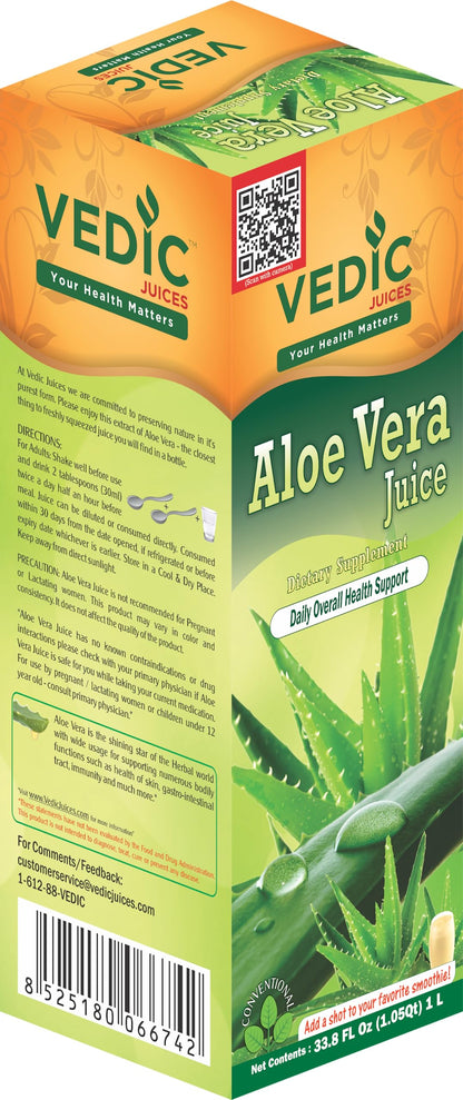 Vedic Aloe Vera Juice, Daily Overall Health Support 1L - Ayurveda & Vitamins
