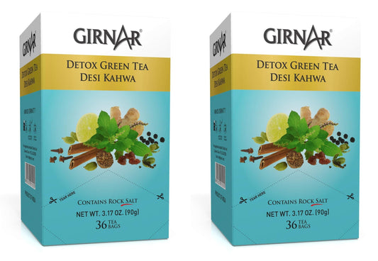 Girnar Detox Green Desi Kahwa ( green tea) - 36 Teabags (Pack of 2)