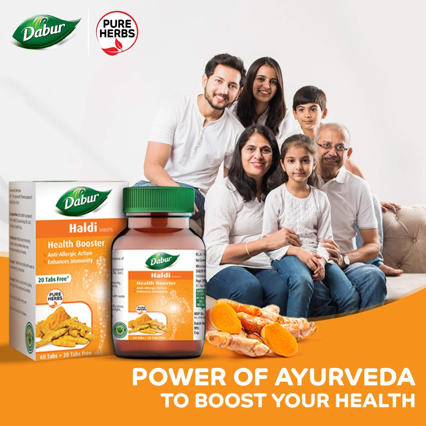 Dabur Haldi Tablet - Health Booster | Anti Allergen | Enhances Immunity (Pack of 2, 160 Tablets)