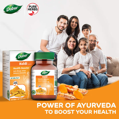 Dabur Haldi Tablet - Health Booster | Anti Allergen | Enhances Immunity (Pack of 2, 160 Tablets)