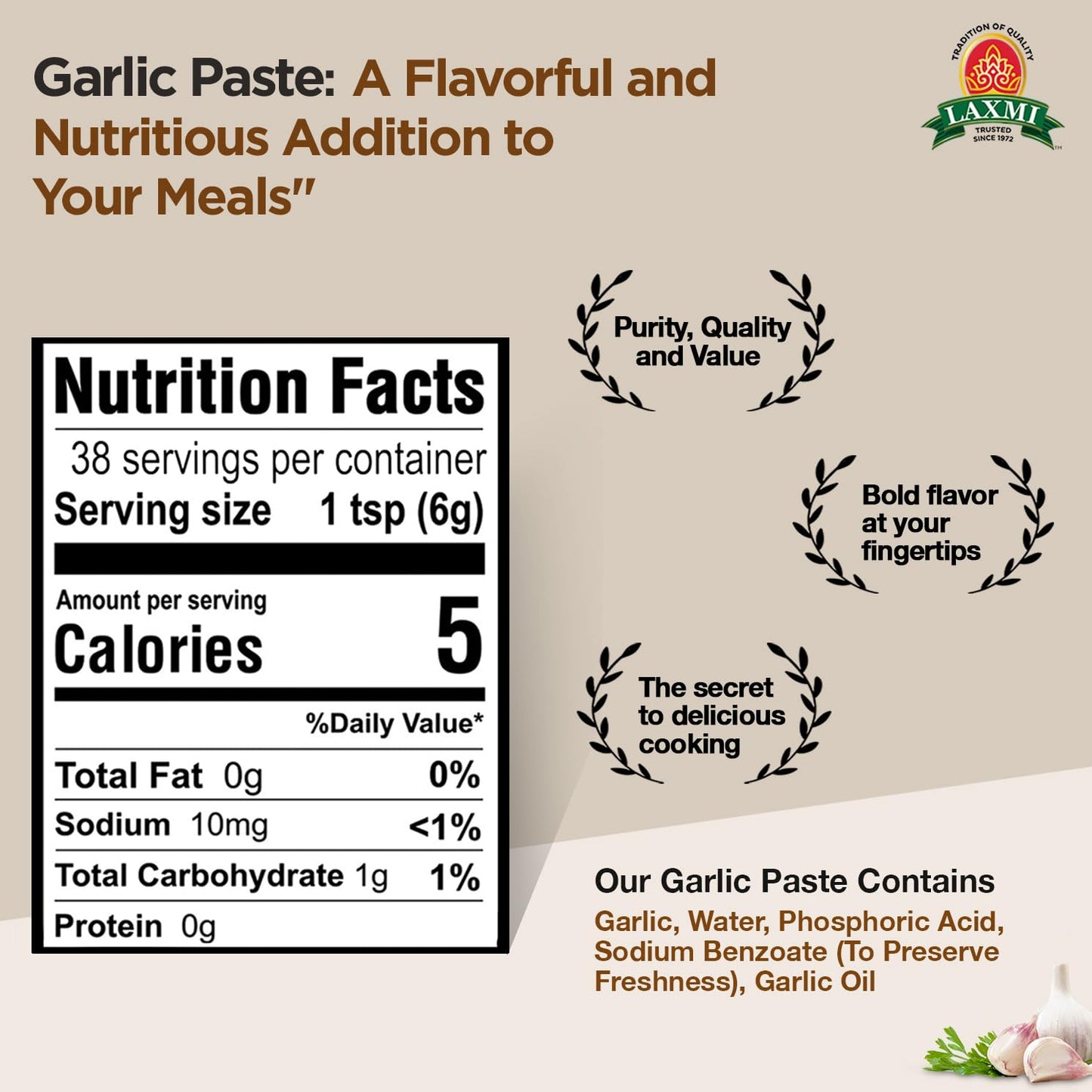 Laxmi Garlic Paste 8 oz - Pickles & Paste