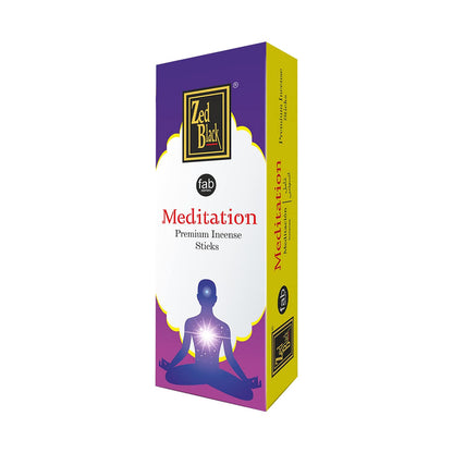 ZED Black Meditation Incense Sticks - 20 Incense Sticks per Box -& 6 Boxes Inside (Total 120 Sticks) Premium Quality Incense Sticks for Relaxation, Yoga, Meditation