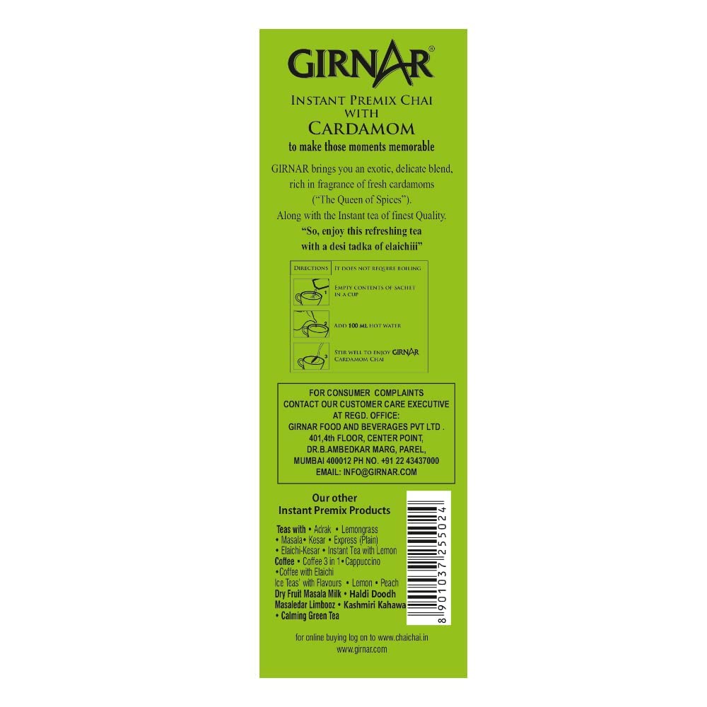 Girnar Instant Chai/Tea Premix With Cardamom, 10 Sachet Pack