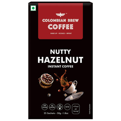Colombian Brew Hazelnut Instant Coffee Powder, No Sugar Vegan, 250gm