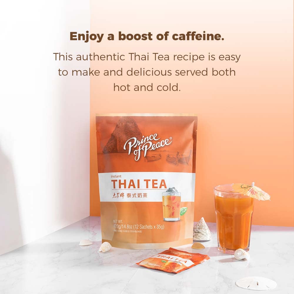 Prince of Peace 3 in 1 Instant Thai Tea Beverage, 12 Sachets Instant Hot or Cold Beverage Made with Authentic Thai Tea Recipe, Rich and Creamy Taste