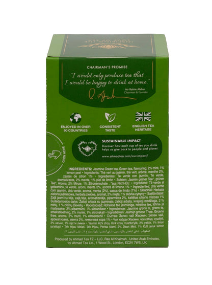 Ahmad Tea Green Tea, Green Tea Selection, Lemon Green Tea, Jasmine Green Tea, Mint Green Tea, & Green Tea Teabags, 20 ct (Pack of 1) - Caffeinated & Sugar-Free