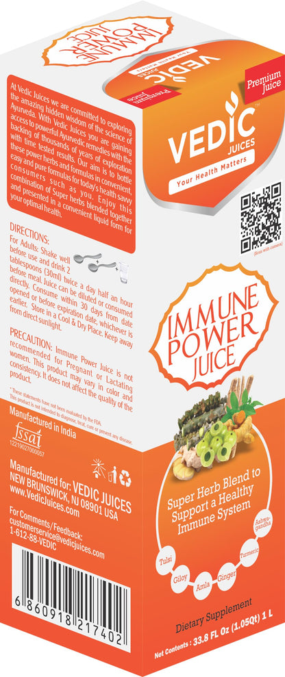 USDA Certified Organic Immune Power Juice 1000ML (1 Liter) 100% Organic - Ayurveda & Vitamins