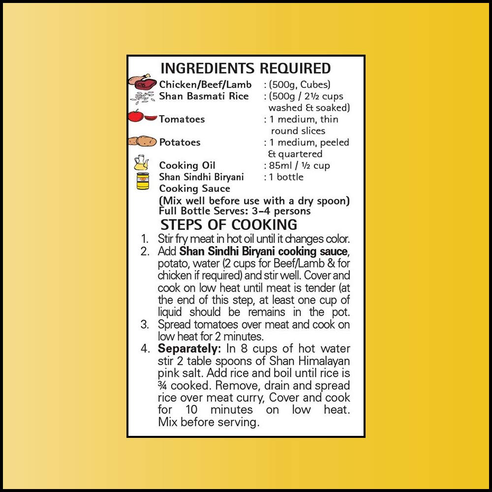 Shan Sindhi Biryani Cooking Sauce 12.3oz (350g) - Simmer Sauce for Hot & Spicy Meat Pilaf - Easy to Cook Delicious Meal at Home - Suitable for Vegetarians