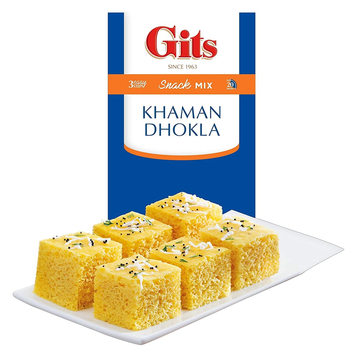 Gits Instant Khaman Dhokla Snack Mix, Makes 60 per Pack, Pure Veg, Indian Snack Mix, 2000g (Pack of 4, 500g Each)