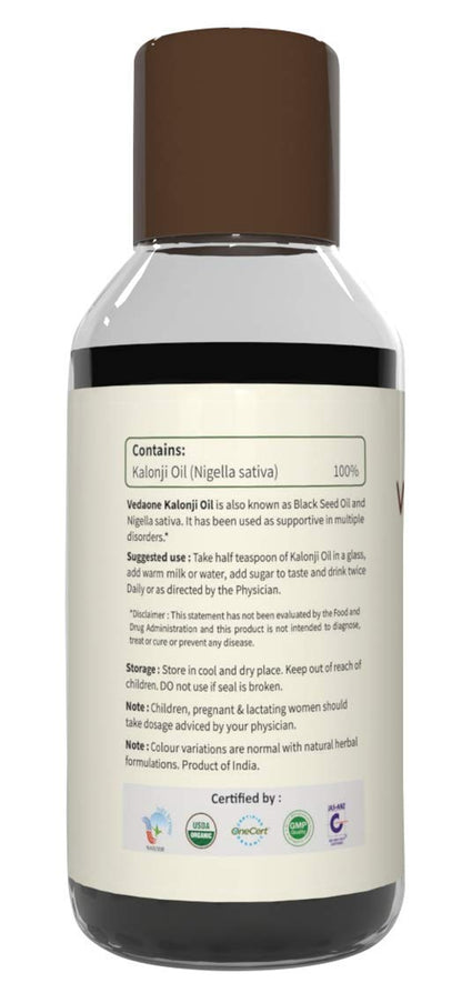 Vedaone USDA Organic Kalonji | Nigella Sativa Black Cumin Seed Oil for Hair Growth - 100ml | Ayurvedic Formula
