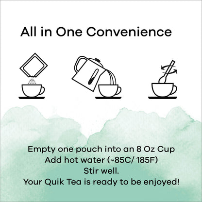 QuikTea Mint (Pudina) Ginger Chai Tea Latte - 10 Count Single Box - All Natural & Preservative Free Authentic Instant Chai Tea - Just Add Hot Water! (Unsweetened)
