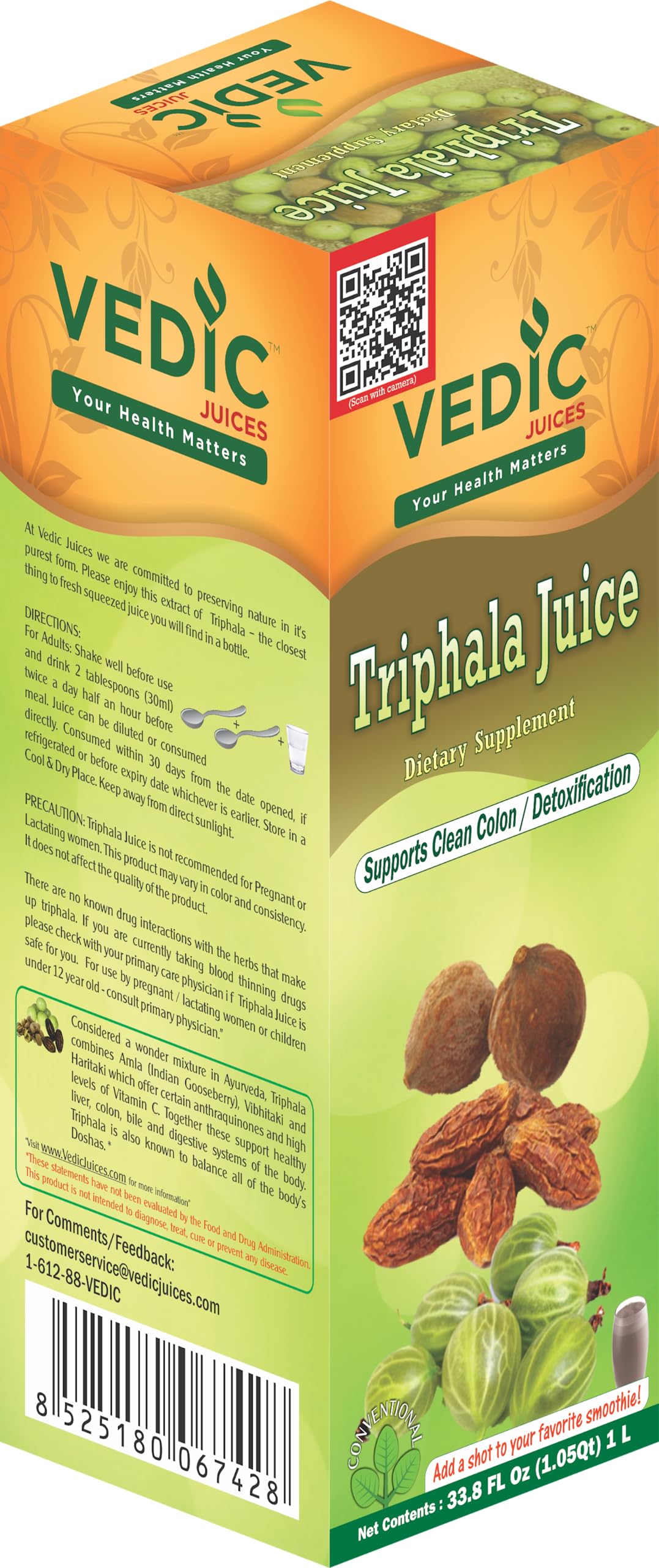 Vedic Triphalla Juice, Supports Clean Colon Detoxification 1L - Ayurveda & Vitamins