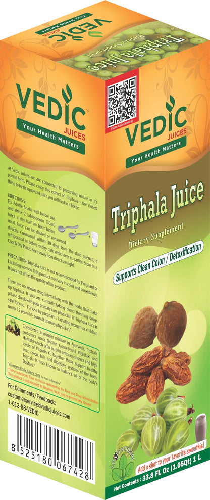 Vedic Triphalla Juice, Supports Clean Colon Detoxification 1L - Ayurveda & Vitamins