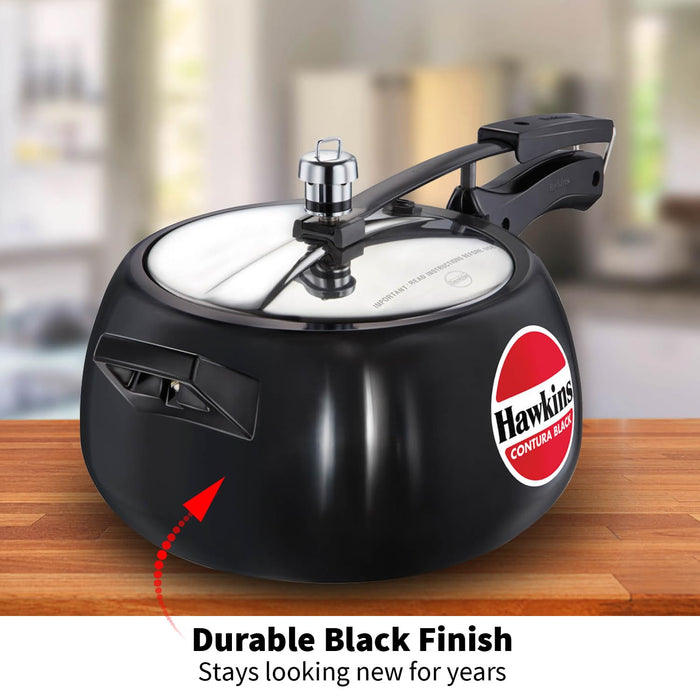 Hawkins CB50 Hard Anodised Pressure Cooker, 5-Liter,Black