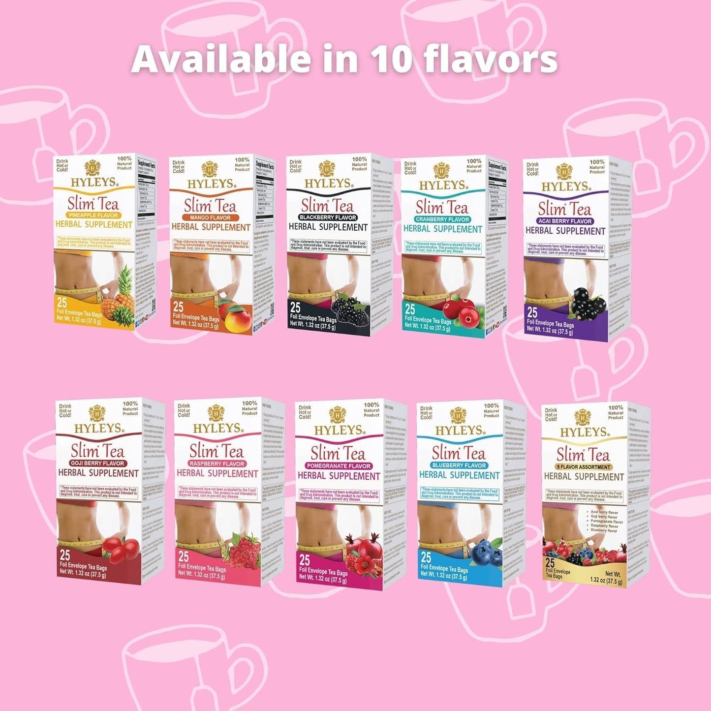 Hyleys Slim Tea Pineapple Flavor - Weight Loss Herbal Supplement Cleanse and Detox - 25 Tea Bags (1 Pack)