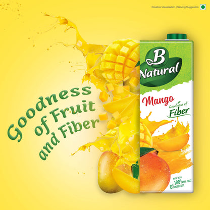 B Natural Mango Juice 1L, (Pack of 2)