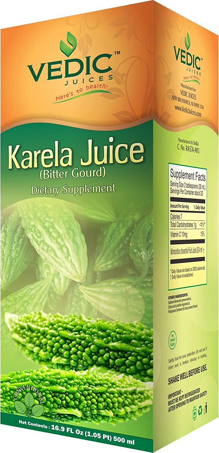 (Pack of 3) Vedic Karela Juice Bitter Gourd (500ml) 16.9 Fl oz