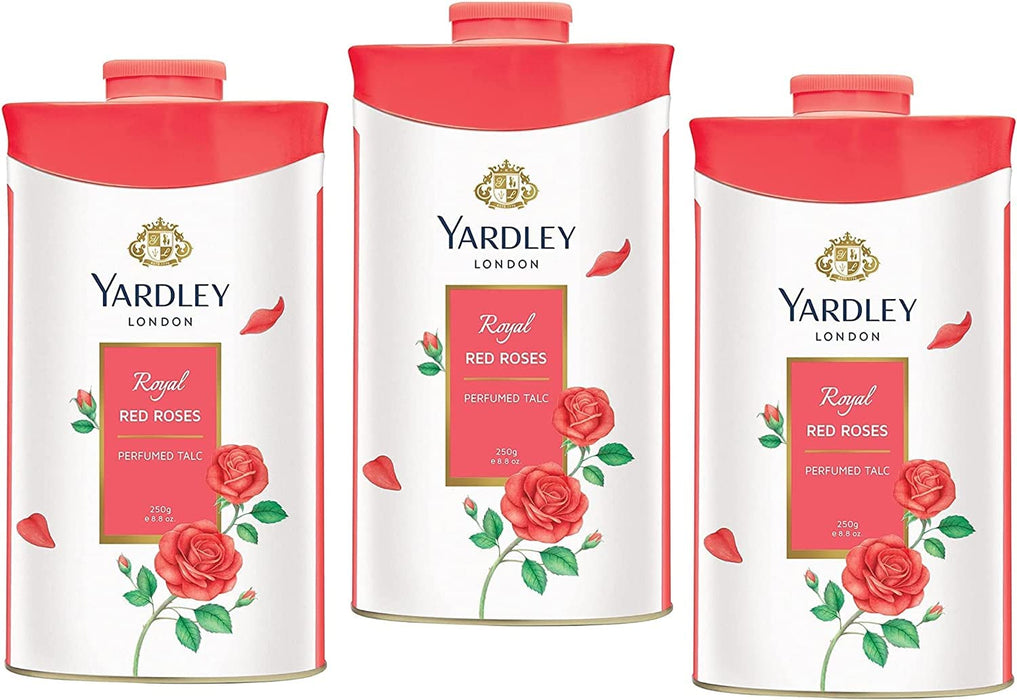 Yardley London Fresh Floral Fragrance Locked in a Fine & Silky Perfumed Talcum Powder (Yardley London Royal Red Rose, Pack of 2 250Gram)