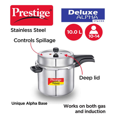 Prestige Deluxe Alpha St. Steel Pressure Cooker 10.0 Litres