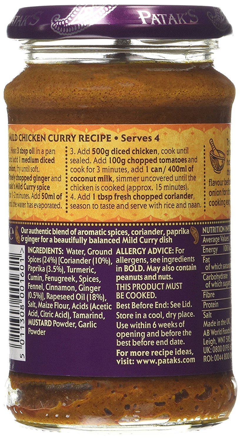 Patak's Mild Curry Paste (283g) - Pack of 6