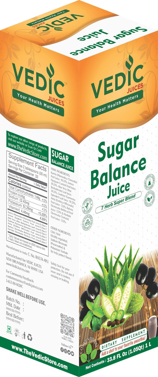 Vedic Regular Sugar Balance Juice - 33.8oz, Ideal for Daily Use