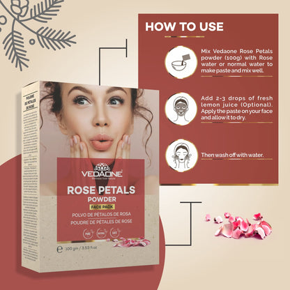 Vedaone Rose Petals Face Pack Powder 100gm