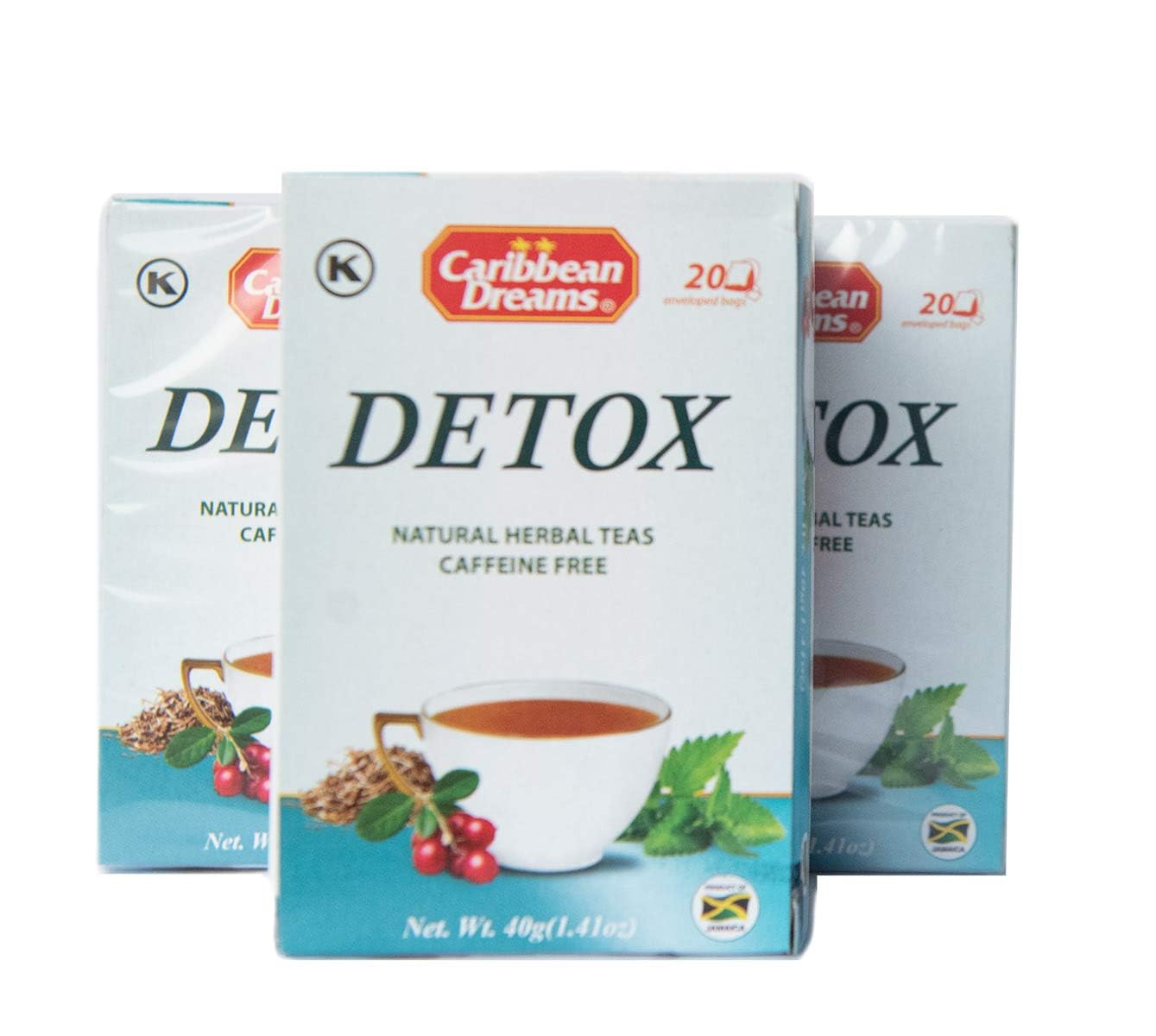 Caribbean Dreams Detox Tea, 20 Tea Bags, Herbal Cleansing Tea, All Natural, Caffeine Free (Pack of 3-60 tea bags) - Desintoxicacion Te De Hierbas Naturales
