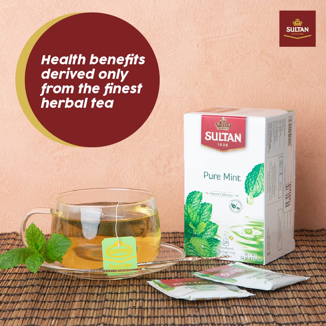 SULTAN TEA Moroccan Green Tea with Pure Mint & Tiznit Herbal Green Teas (Single Pack - 20 Tea Bags)