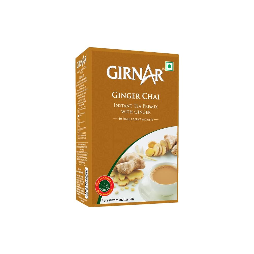 Girnar Instant Chai (Tea) Premix With Ginger 10 Sachet Pack.