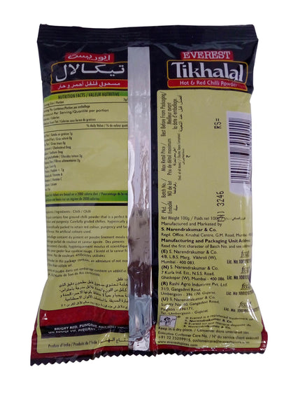 Everest Hot and Red Chilli Powder - Tikhalal 100g Pouch