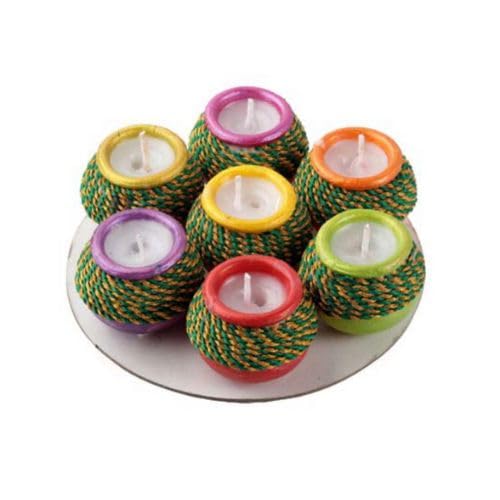 Small Wax Matki Diya 7pc 1.5inch #282 - Diwali Clay Diya