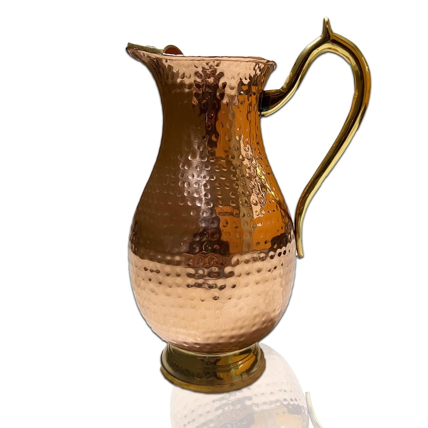 Handcrafted Solid Copper Pitcher with Lid - Large 60 Oz/1750ml Capacity - Elegant Copper Water Jug for Home, Restaurants, and Gifting